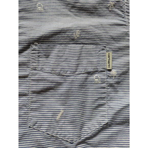 Carhartt WIP Orton Blue & White Striped, BAND COLLAR - Small RARE - Picture 8 of 16